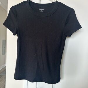 Old Navy Women's Black Ribbed Snug Cropped Tee
